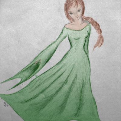 Jeune fille à la robe verte
